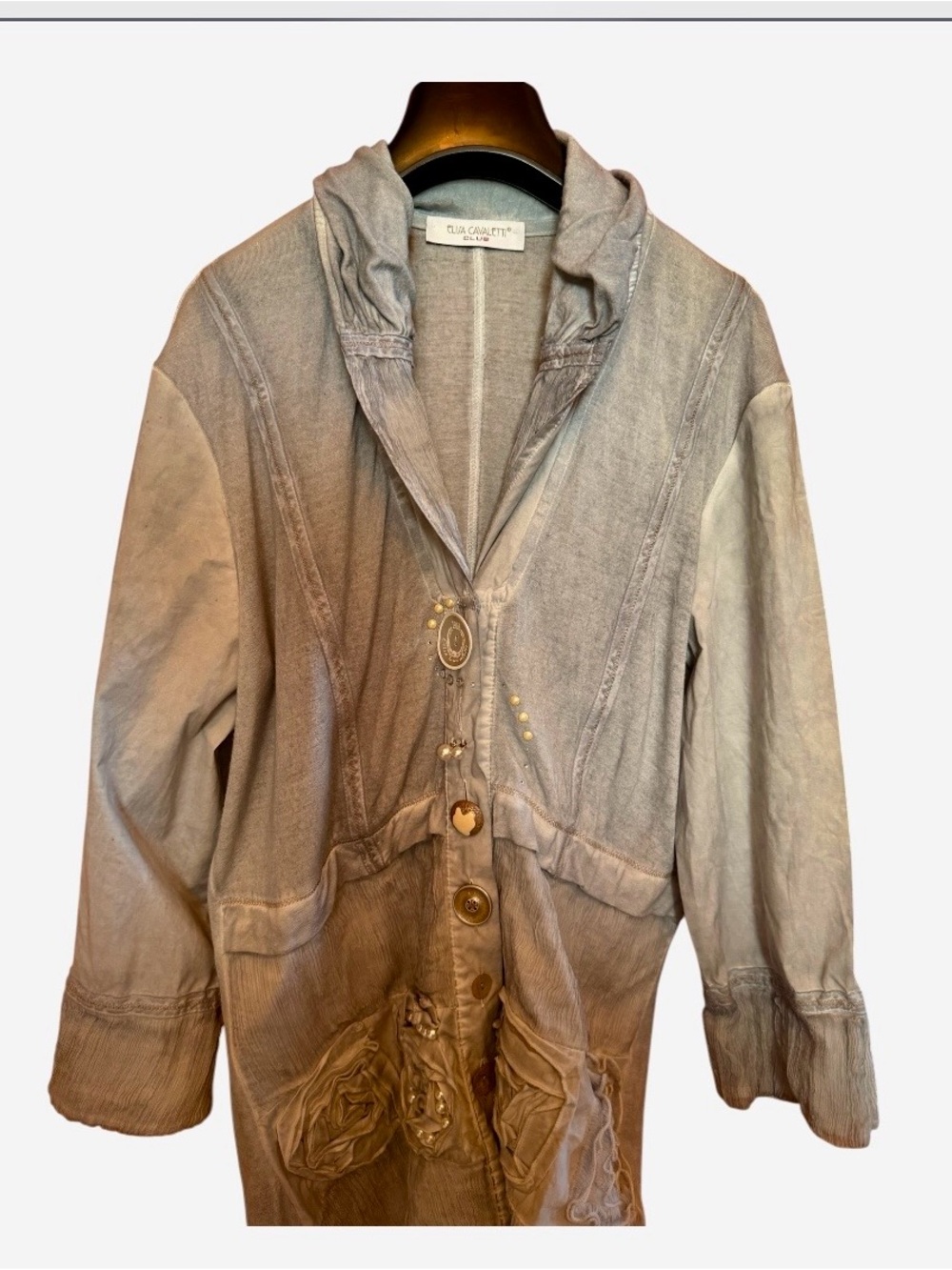 Elisa Cavaletti club light grey tie dye embellished jacket